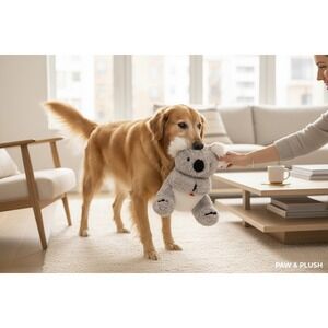 Patchwork Pet Koala Plush Dog Toy Set of 2 Grey Brand New Squeaker Grunter 11"